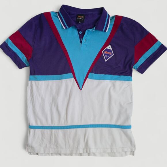 Le Tigre Other - Le Tigre USA Men's Retro Purple And Blue Polo Shirt Medium